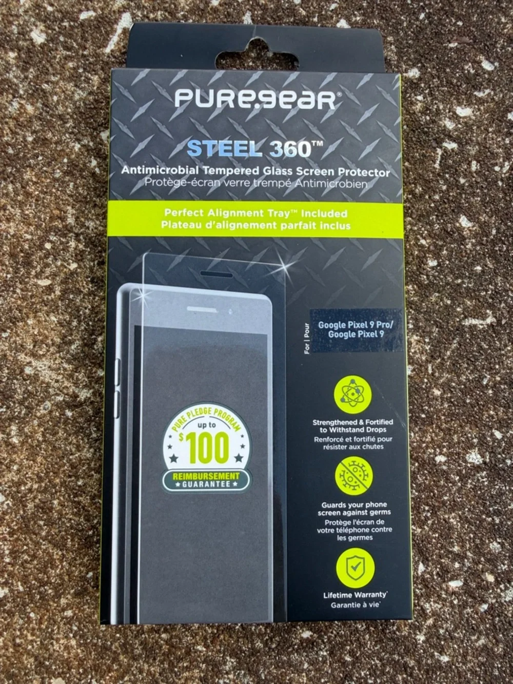 PureGear Steel 360 Antimicrobial Tempered Glass Screen Protector - NEW